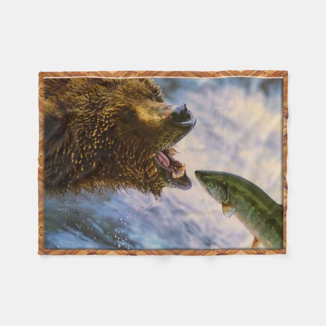 Bärenfänger, der Steelhead-Lachs Fleecedecke (Vorderseite (Horizontal))