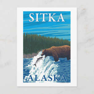 Bärenfischerei in Fluss - Sitka, Alaska Postkarte
