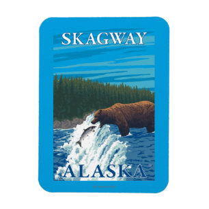 Bärenfischerei in Fluss - Skagway, Alaska Magnet