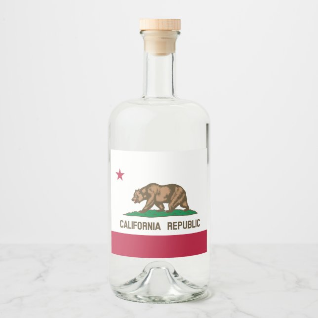 Bärenflagge der Republik Kalifornien: Cali Golden  Alkoholflaschenetikett (Vorderseite)