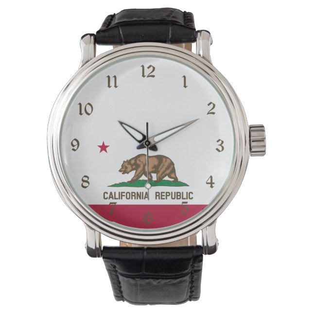 Bärenflagge der Republik Kalifornien: Cali Golden  Armbanduhr (Vorderseite)