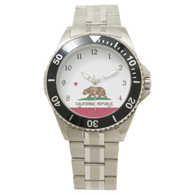 Bärenflagge der Republik Kalifornien: Cali Golden  Armbanduhr (Vorderseite)