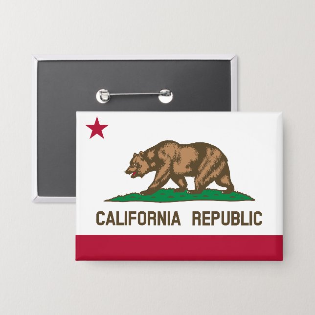 Bärenflagge der Republik Kalifornien: Cali Golden  Button (Vorderseite/Rückseite)