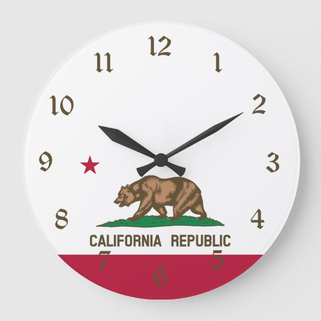 Bärenflagge der Republik Kalifornien: Cali Golden  Große Wanduhr (Vorderseite)