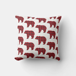 Bärenförmiges Karo Rot Schwarz Buffalo Kissen