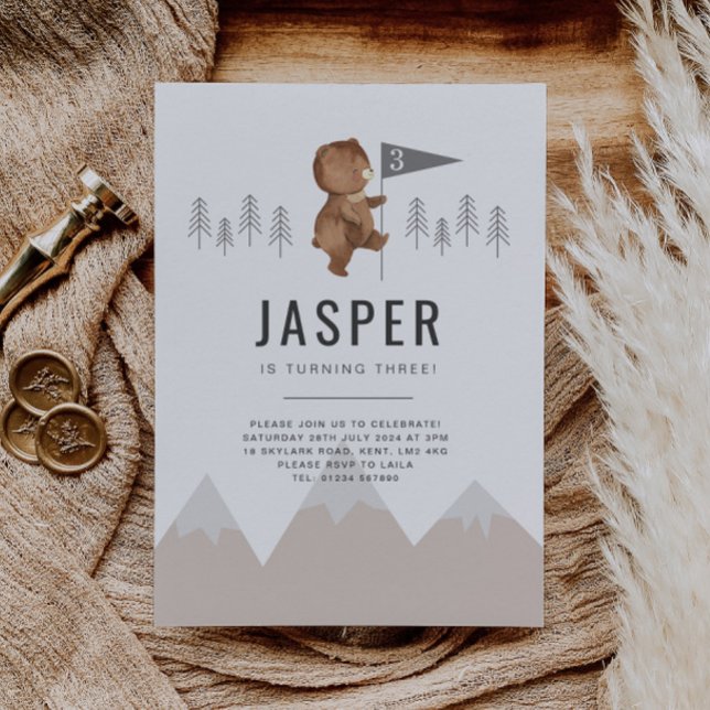 Bärengebirge Dritter Geburtstag Einladung (Von Creator hochgeladen)