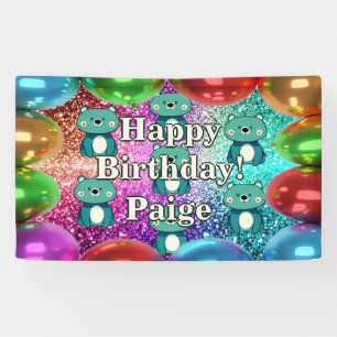 Bärengebläse Personalisierter Charakter Geburtstag Banner