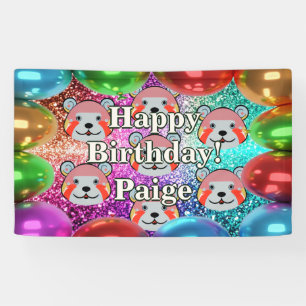 Bärengebläse Personalisierter Charakter Geburtstag Banner