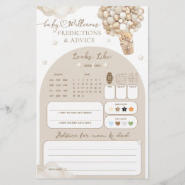 Bärengeschlecht-Neutral-Baby-Dusche Vorhersagespie