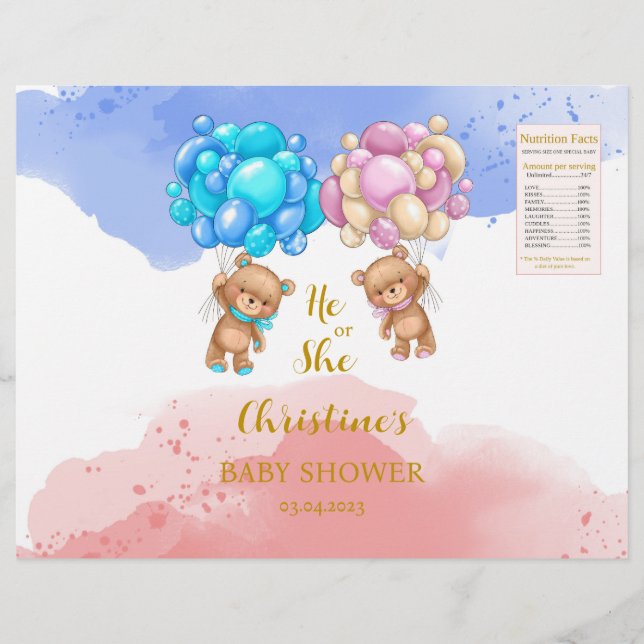 Bärengeschlecht zeigt Chip-Bag-Etiketten Flyer (Vorne)