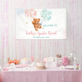 Bärengeschlecht zeigt Rosa und Blauer Ballon Banner