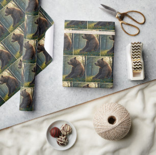 Bärenholz mit Wildblumen Geschenkpapier