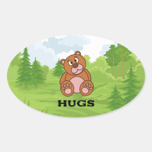 Bärenhugs für Sie Ovaler Aufkleber