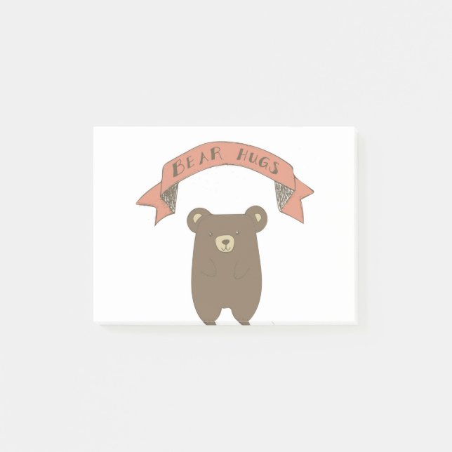Bärenhugs-Illustration Post-it Klebezettel (Vorderseite)