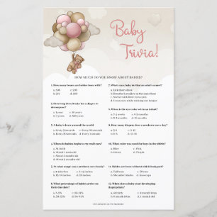 Bärenjunge mit rosa braunen Balloons Baby Trivia