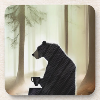 Bärenkaffee im Wald Getränkeuntersetzer