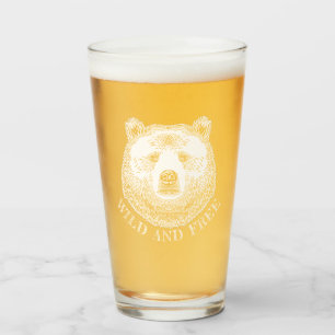 Bärenkopf, frei und frei, Handzeichnung Glas