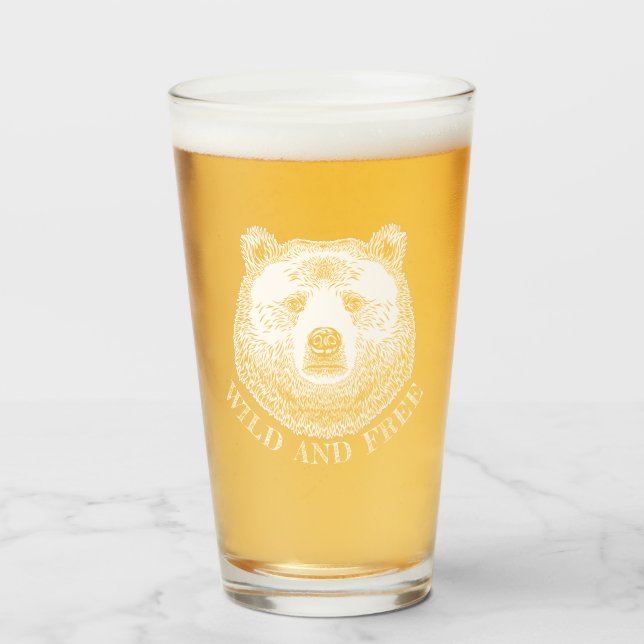 Bärenkopf, frei und frei, Handzeichnung Glas (Vorne (Gefüllt))