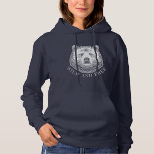 Bärenkopf, frei und frei, Handzeichnung Hoodie