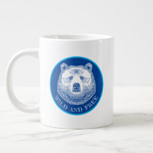 Bärenkopf, frei und frei, Handzeichnung Jumbo-Tasse