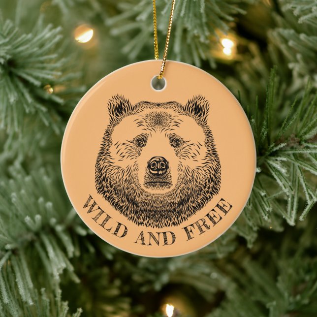 Bärenkopf, frei und frei, Handzeichnung Keramik Ornament (Baum)