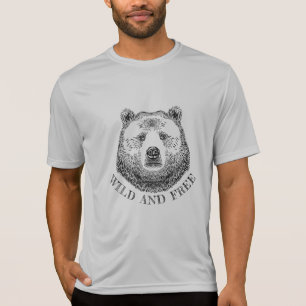 Bärenkopf, frei und frei, Handzeichnung T-Shirt
