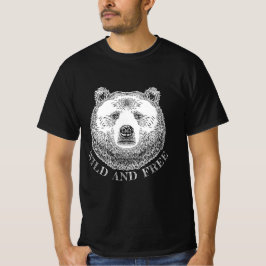 Bärenkopf, frei und frei, Handzeichnung T-Shirt
