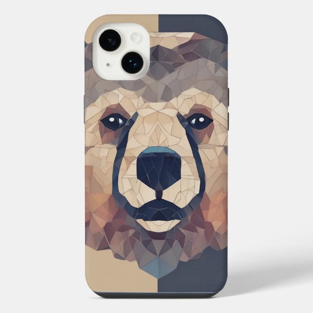 Bärenkopf im Low-Poly-Design iPhone 14 Plus Hülle (Rückseite)