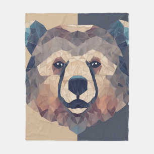 Bärenkopf Low Poly Design Fleecedecke