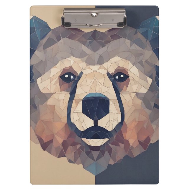Bärenkopf Low Poly Design Klemmbrett (Vorderseite)