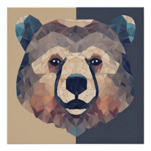 Bärenkopf Low Poly Design Poster