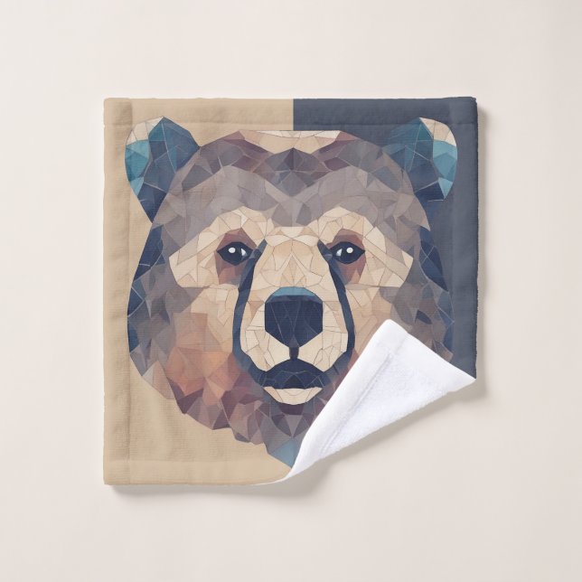 Bärenkopf Low Poly Design Waschlappen (Waschlappen)