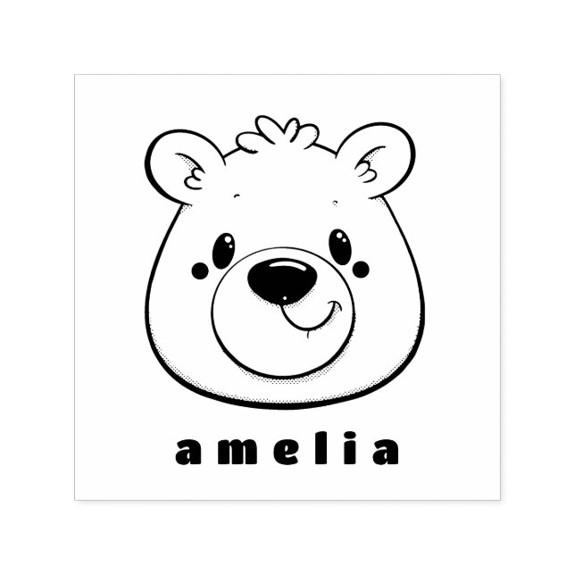 Bärenkopf mit dem Namen schwarz-weiß Permastempel (Design)