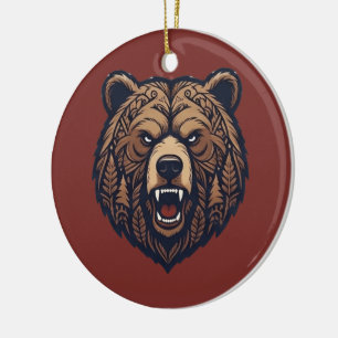 Bärenkopf Wilde Stammeskunst Keramik-Ornament Keramik Ornament