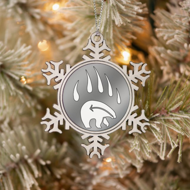 Bärenkschmuck Holiday Tribal Bären Dekorationen Schneeflocken Zinn-Ornament (Baum)