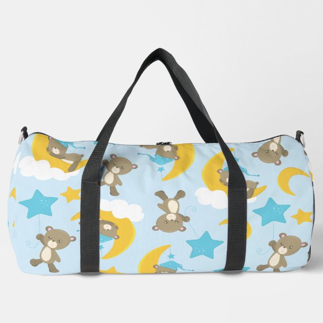 Bärenmuster, Niedliche Bären, Teddybären, Sterne Duffle Bag (Vorderseite)
