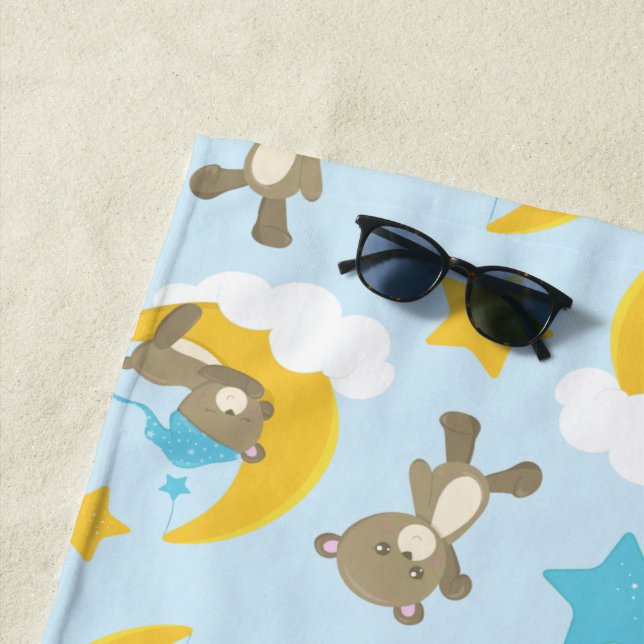 Bärenmuster, Niedliche Bären, Teddybären, Sterne Strandtuch (Beispiel)