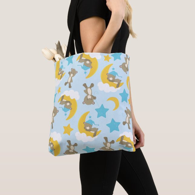 Bärenmuster, Niedliche Bären, Teddybären, Sterne Tasche (Von Nahem)