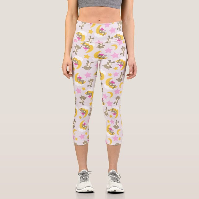 Bärenmuster, Teddybären, Niedliche Bären, Sterne Capri Leggings (Vorderseite)