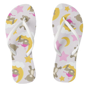 Bärenmuster, Teddybären, Niedliche Bären, Sterne Flip Flops
