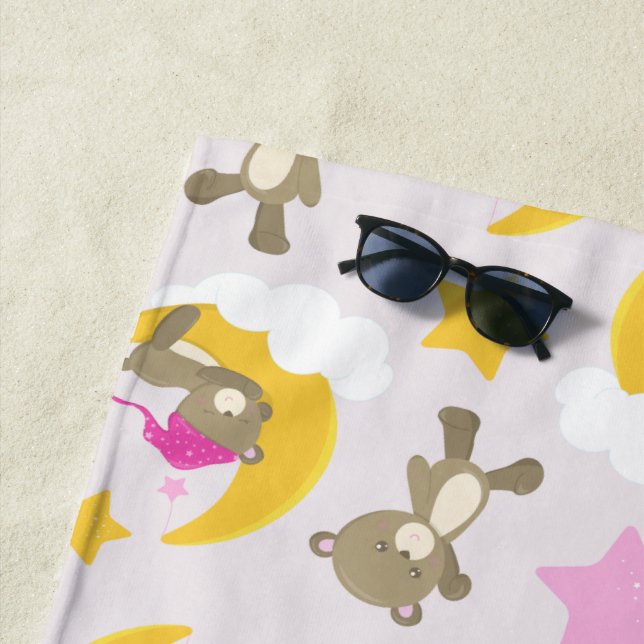 Bärenmuster, Teddybären, Niedliche Bären, Sterne Strandtuch (Beispiel)