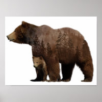 Bärenmutter Baby Cub Doppelexposition