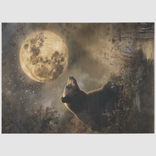 Bärennachtszene im Vollmond entziffern Seidenpapier