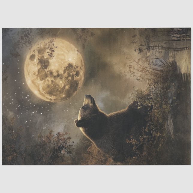 Bärennachtszene im Vollmond entziffern Seidenpapier (Vorderseite)