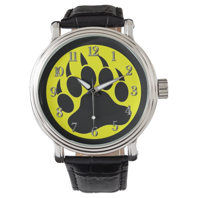 Bärenpaw Gelb und Schwarz Armbanduhr (Vorderseite)