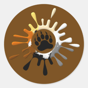 Bärenpaw Splash Bärenfarben Runder Aufkleber