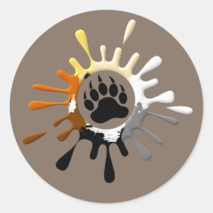 Bärenpaw Splash Bärenfarben Runder Aufkleber