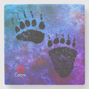 Bärenpaws auf Blue - Marmor-Untersetzer Steinuntersetzer