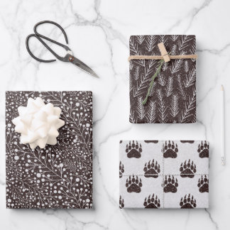 Bärenpfähle, Twigs, Berries, Brauner Glitzer W Geschenkpapier Set