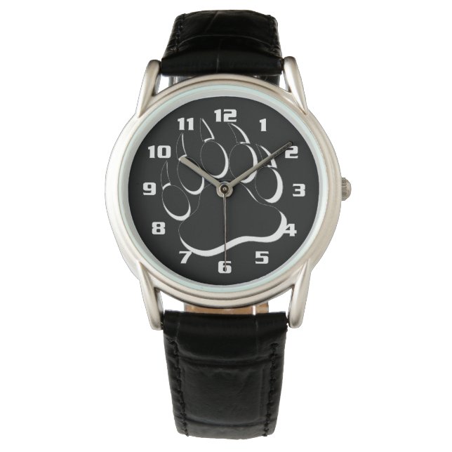 Bärenpfeife mit schwarzem und weißem Bären Armbanduhr (Vorderseite)